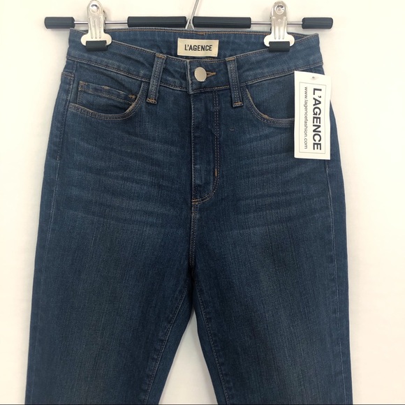 NWT L’AGENCE Blue High Rise Skinny Jeans Medium/Dark Wash Size 25 New - Picture 6 of 11